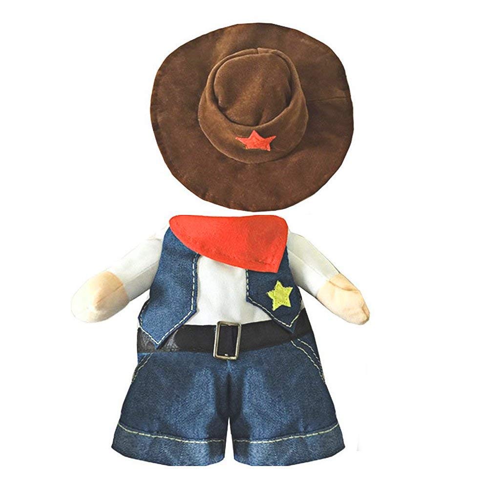Nacoco Cowboy Dog Costume With Hat - Blue Cat & Small Dog Halloween Costume (Small)