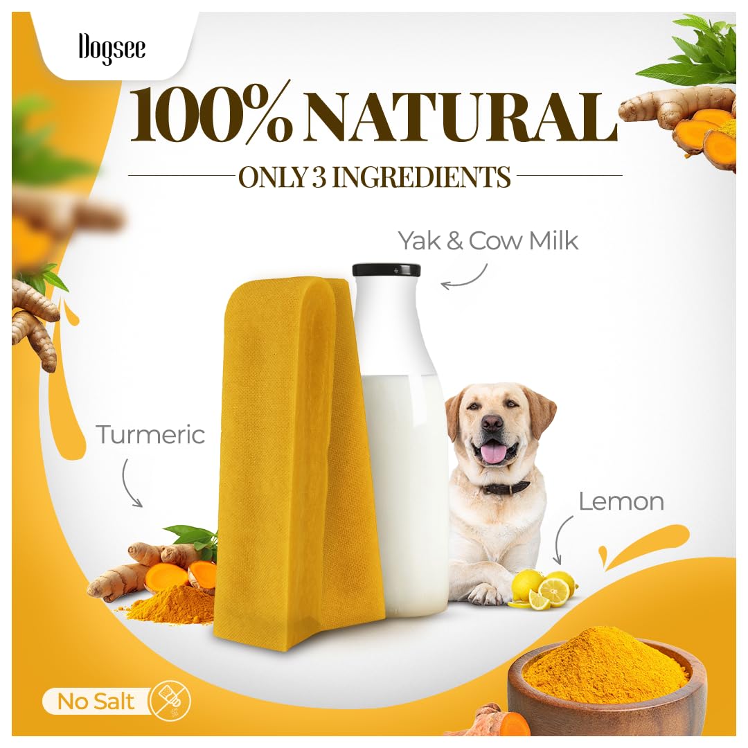 Dogsee Himalayan Yak Cheese with Turmeric 1lb (Small - 13 Pieces) | Rawhide-Free Treats for Small Dogs | Supports Joint Health |
