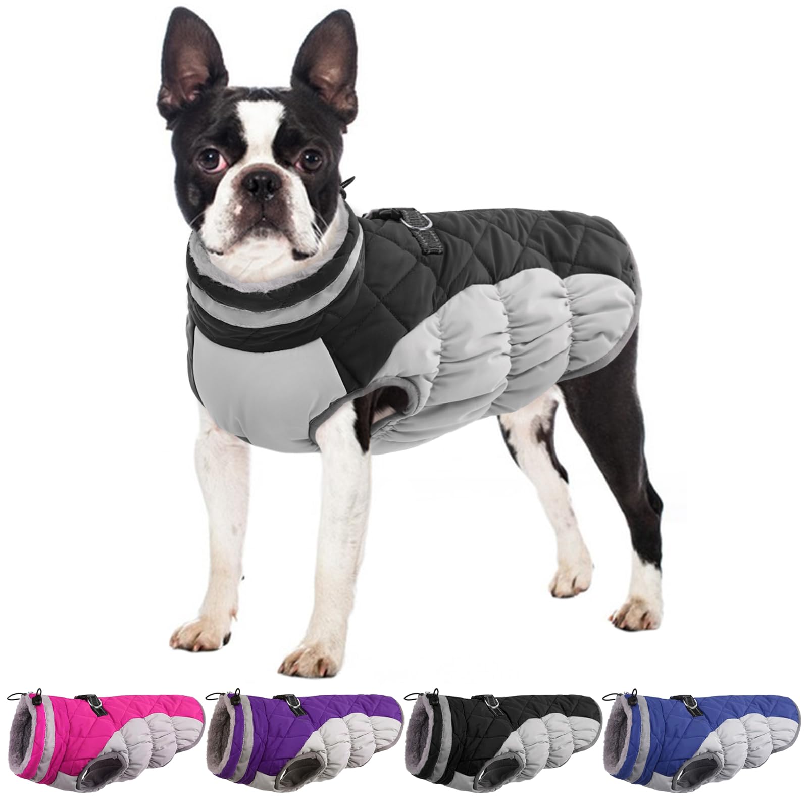 Ouobob Dog Winter Jacket Cozy Reflective Waterproof Windproof Warm Pet Garment,Comfortable Cold Weather Fleece Apparel Outfits With Zipper Closure For Small Medium Large Dogs Puppy Walking,X-Small