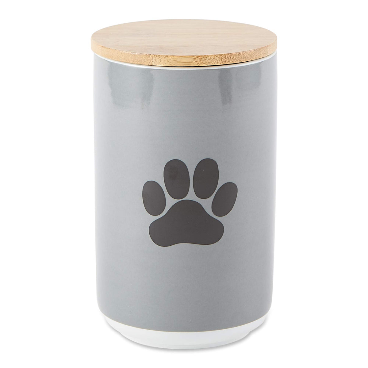 Bone Dry Ceramic Canister For Pet Treats Bamboo Twist To Close Lid, Dishwasher Safe, Keep Dog & Cat Food Safe And Dry, Treat Jar, 4X6.5', Gray Solid