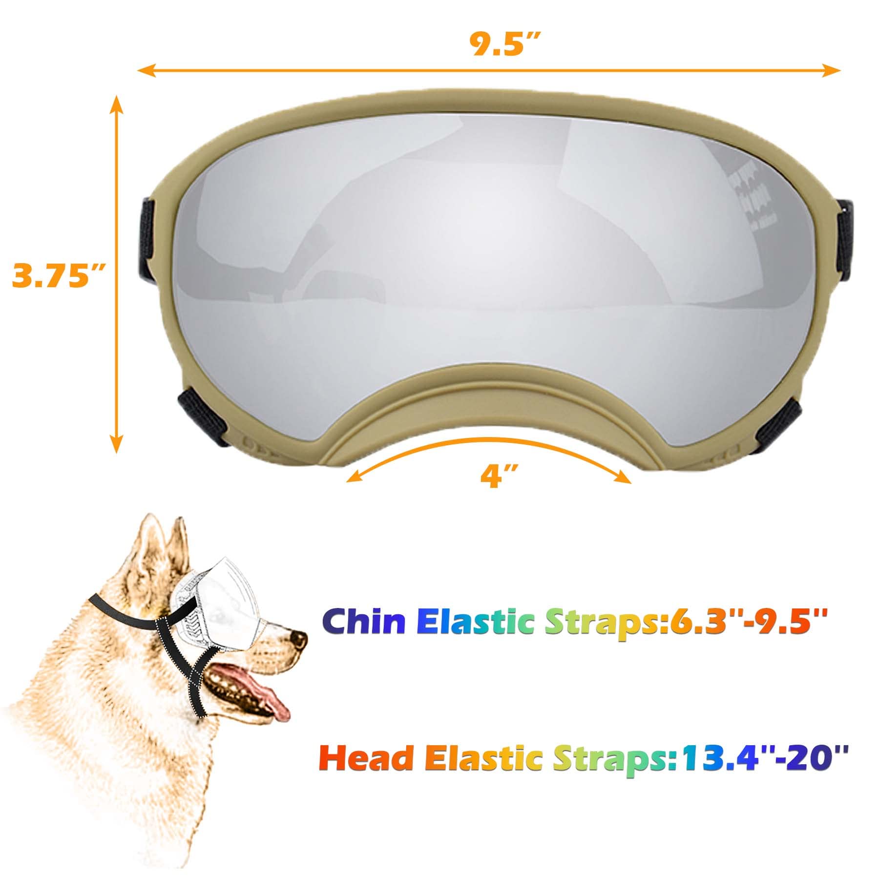 Winproof Large Dog Sunglasses With Adjustable Strap, Uv Protection, Soft Goggles For Medium-Large Dogs