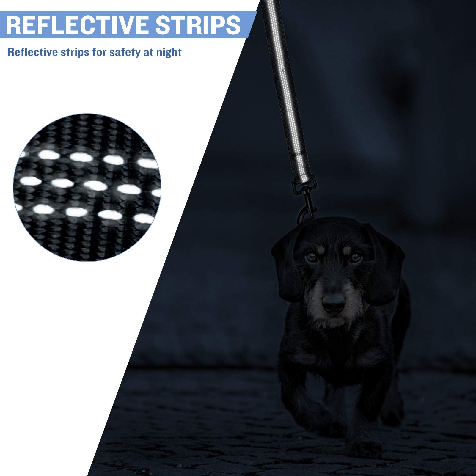 PuppyDoggy Dog Leash for Large Medium Dogs 6Ft x 1'' Reflective Stitching Large Leash with 2 Traffic Padded Handles Dog Lead Rop