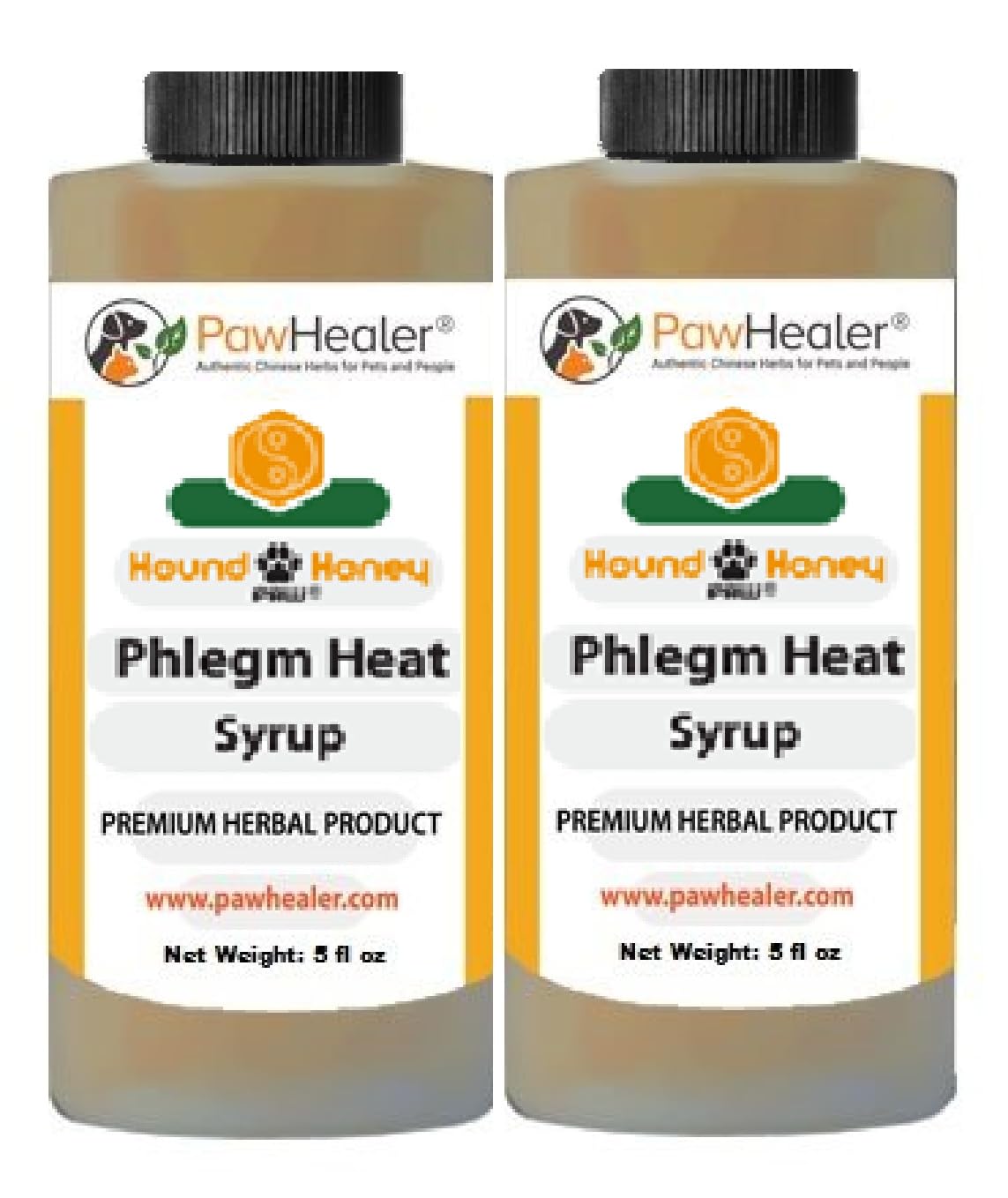 PawHealer Dog Cough Remedy - Hound Honey: Phlegm Heat - 2PAK - Loud - Honking Cough 5 fl oz ea Bottle