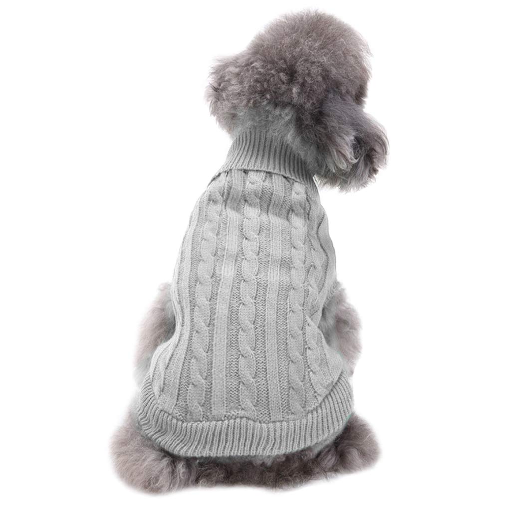 Chborchicen Small Dog Sweaters Knitted Pet Cat Warm Dog Sweatshirt Winter Clothes Kitten Puppy Sweater (Small, Grey)