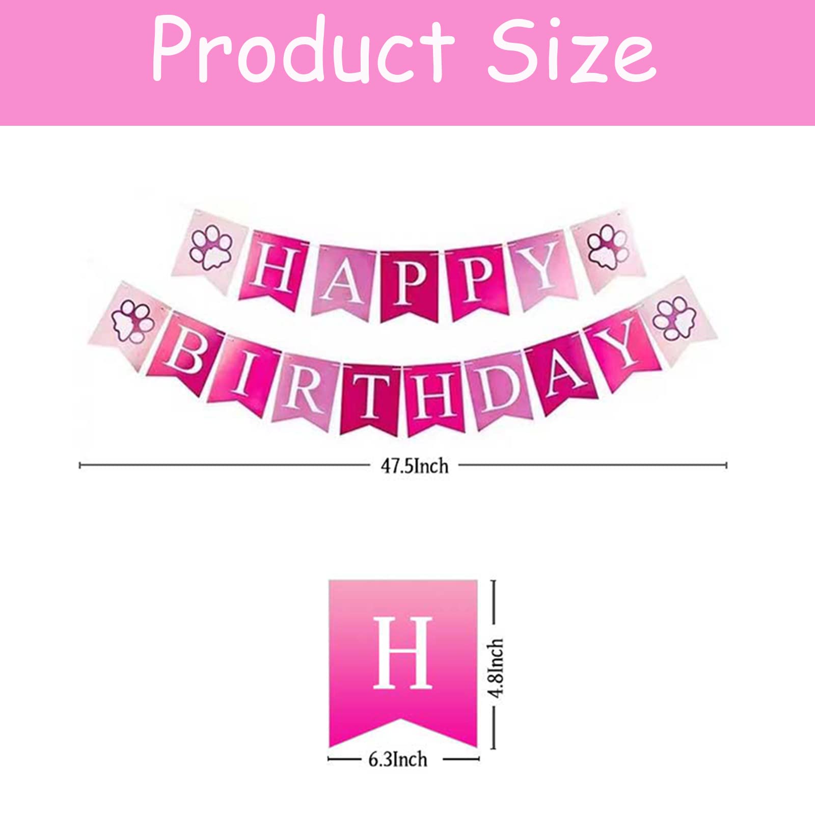 Dog Birthday Party Supplies-Dog Birthday Set With Dog Bandanas,Dog Hat，Dog Collar And Birthday Banner,Dog Party Decorations For Small Medium Large Dog Pet. (Pink)