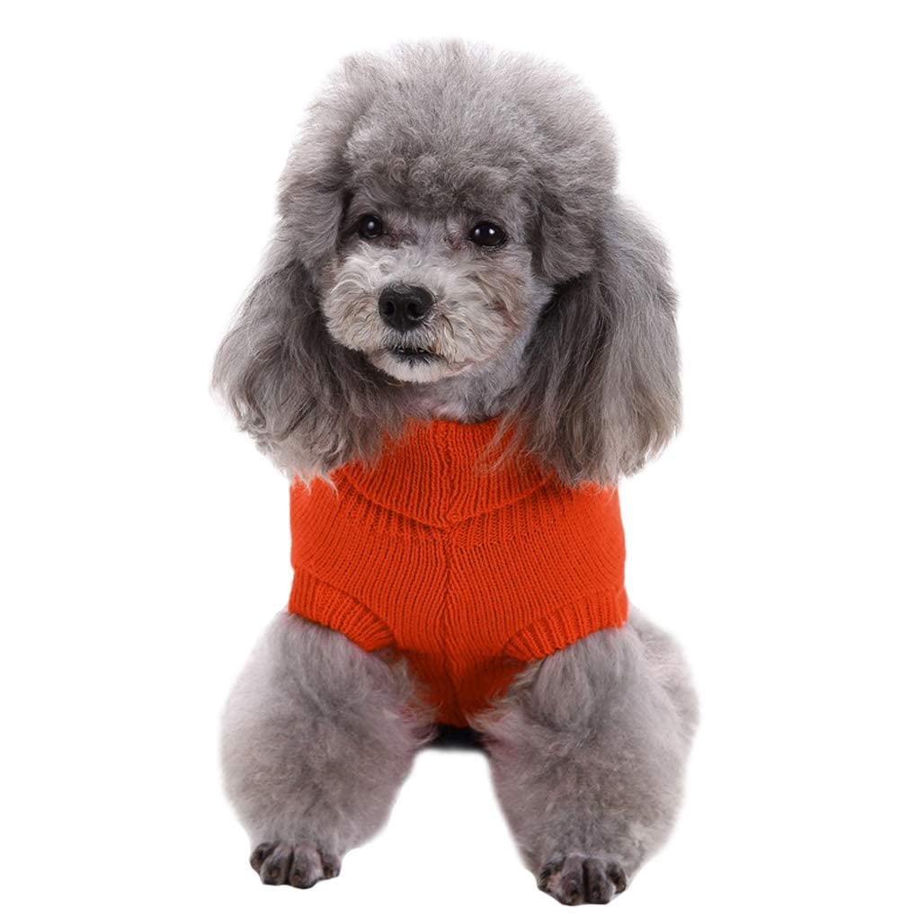 Chborchicen Small Dog Sweaters Knitted Pet Cat Sweater Warm Dog Sweatshirt Dog Winter Clothes Kitten Puppy Sweater (Large, Orange)