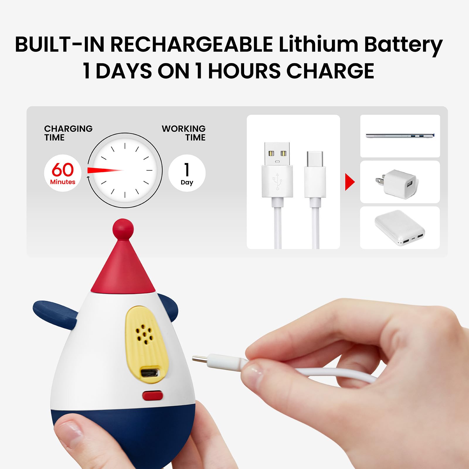 Duepay Cat Laser Toy Automatic Interactive Cat Toy With Random Trajectory Usb-Rechargeable Wobble Cat Toy With Three Random Mode