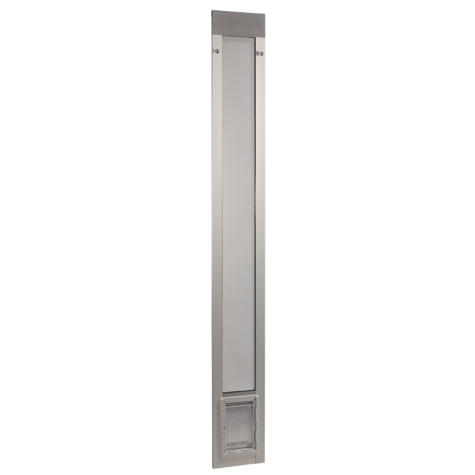 Ideal Pet Products Aluminum Pet Patio Door  Adjustable Height 77-5/8 To 80-3/8  5 X 7 Flap Size  Mill/Silver -Like New