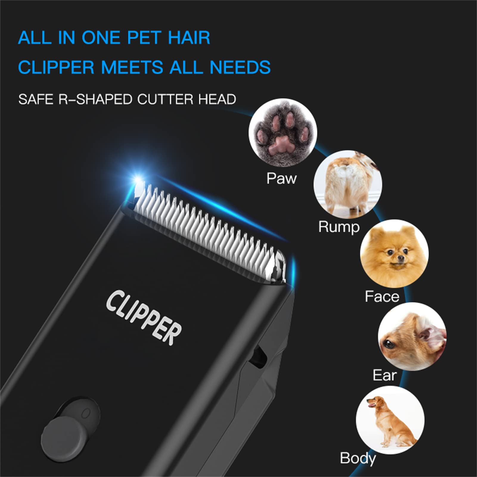 Founouly Home Professional Dog Grooming Kit Clipper Low Noise Usb Rechargeable For Dog Cat