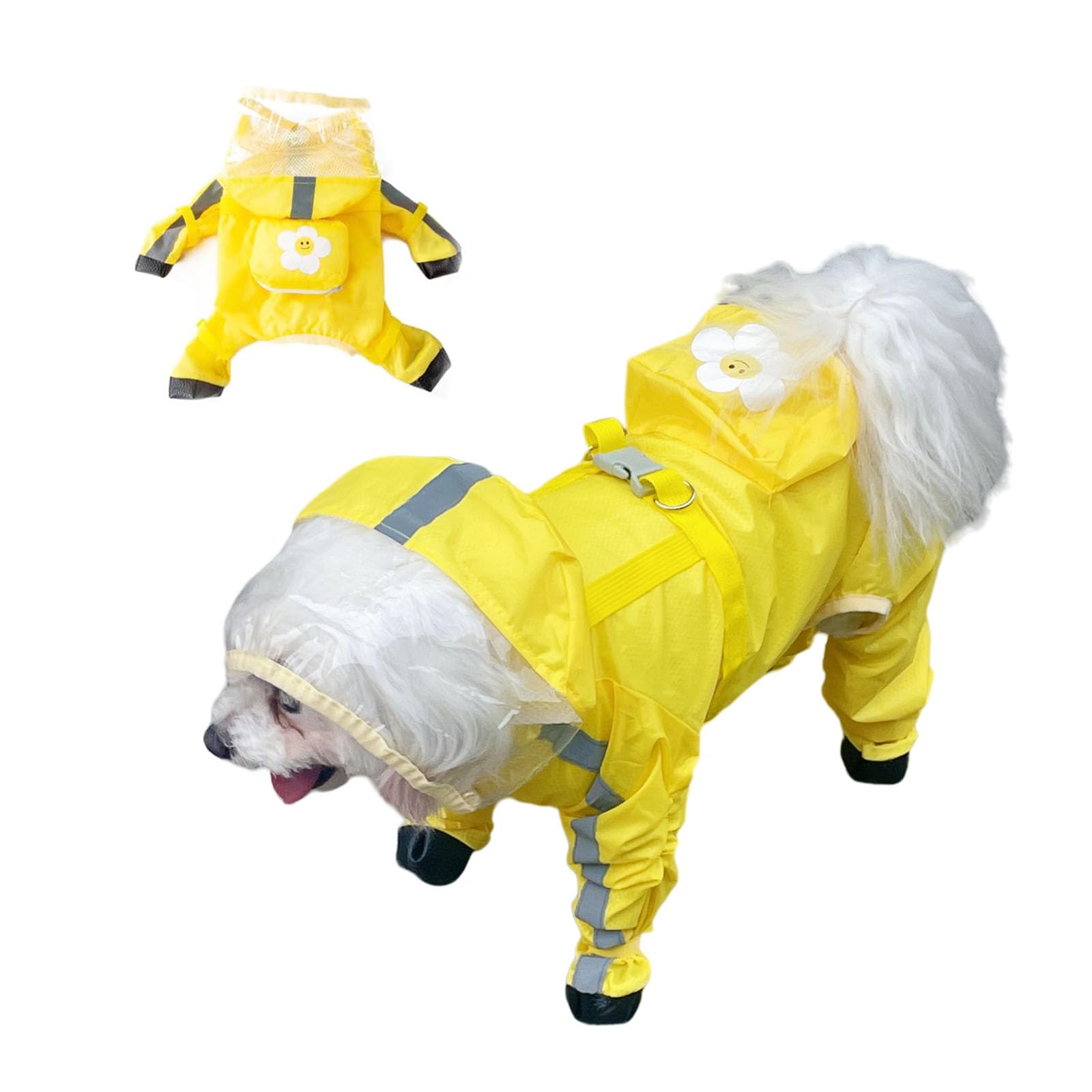 Yeduzyn Dog Raincoat With Boots - Waterproof Jacket With Hood For Small, Medium & Large Dogs, Reflective Strap, Lightweight Rain
