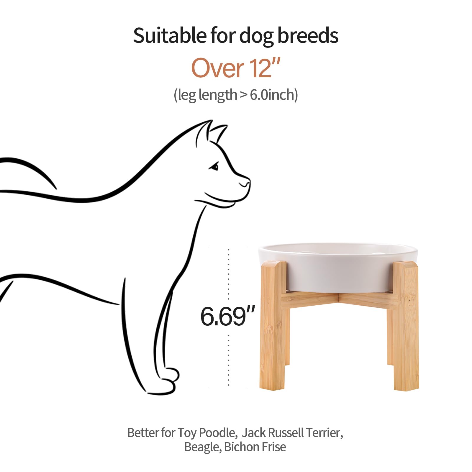 White Ceramic Dog Bowl Slow Feeder for Medium and Large Breed, Elevated/Raised 1.5 Cup 8.26 in Slow Feeding Bowl,Puzzle Dog Food