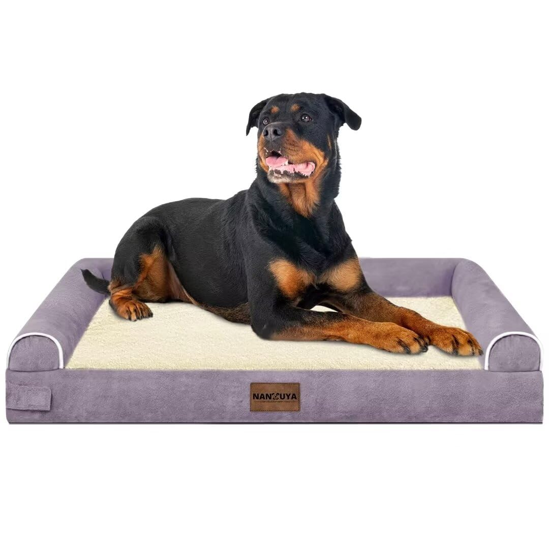 Large Dog Bed Orthopedic Washable: Beds Bolster Xxl Bed Big Xlarge Dogs Egg Crate Foam Sofa Couch Waterproof Removable Cover - Purple