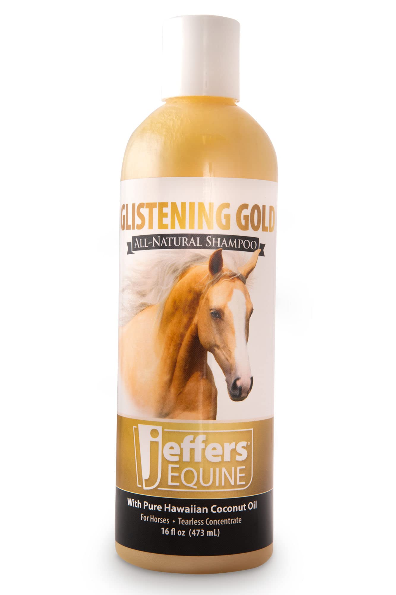 Jeffers Equine Glistening Gold Horse Shampoo, 16 oz -All Natural Tearless Shampoo for Horses, Moisturizing with Vitamin E & Coco