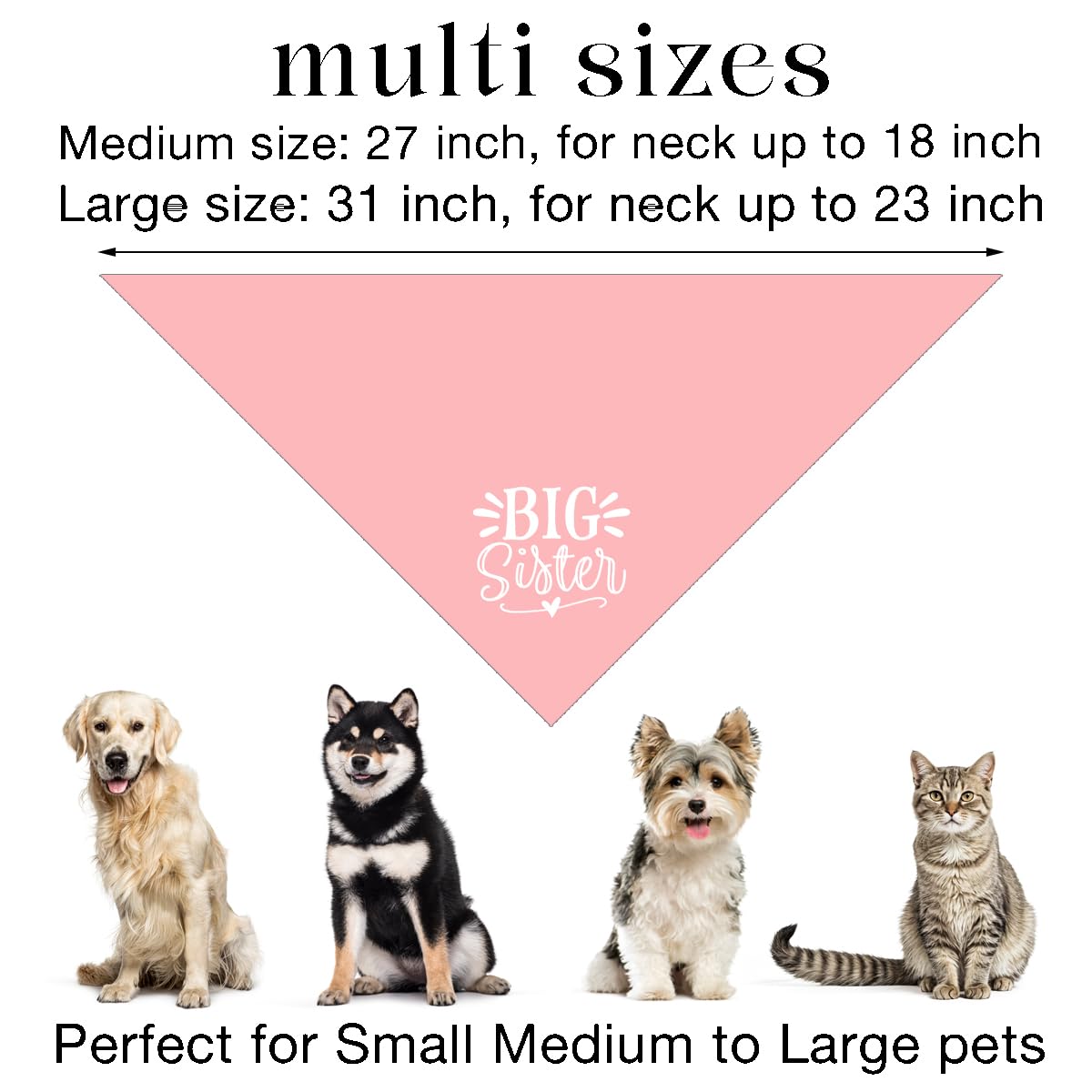 Big Sister Dog Bandana, Dog Bandana, Pink Pet Dog Scarf Accessories, Pet Dog Triangle Scarf, Dog Bandana For Large Dogs, Baby An