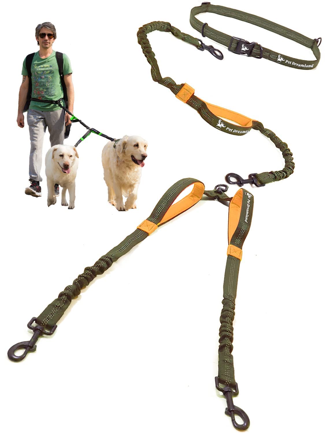 Exquisite Hands-Free Leash For Two Large Dogs - Perfect For Active Pet Owners - Comfortable, Durable & Ideal For Running, Walkin