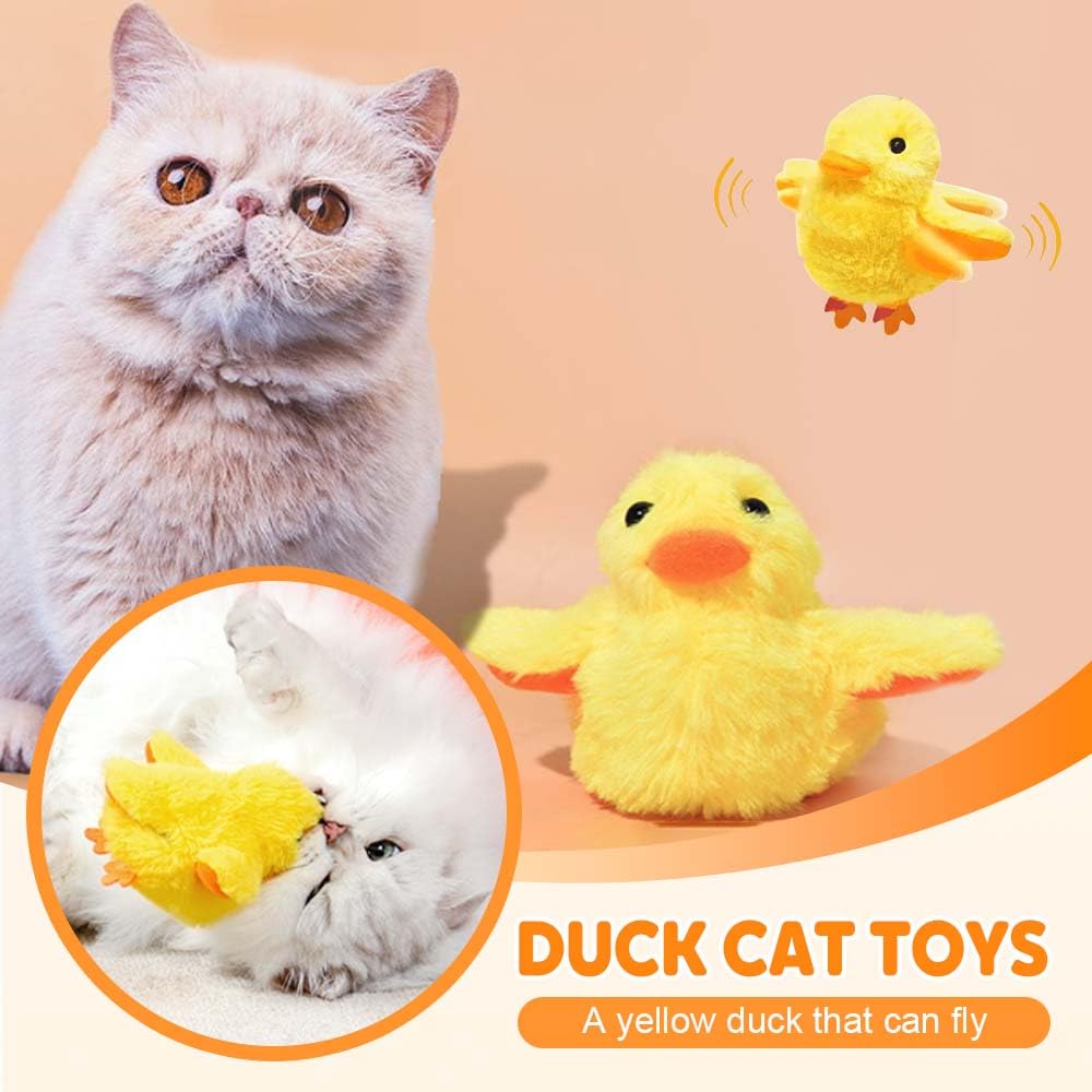 Cat Toys Rechargeable Flapping Duck 2025 New Interactive Cat Toy Beating Wings Duck With Lifelike Quack Chirping, Touch Activate