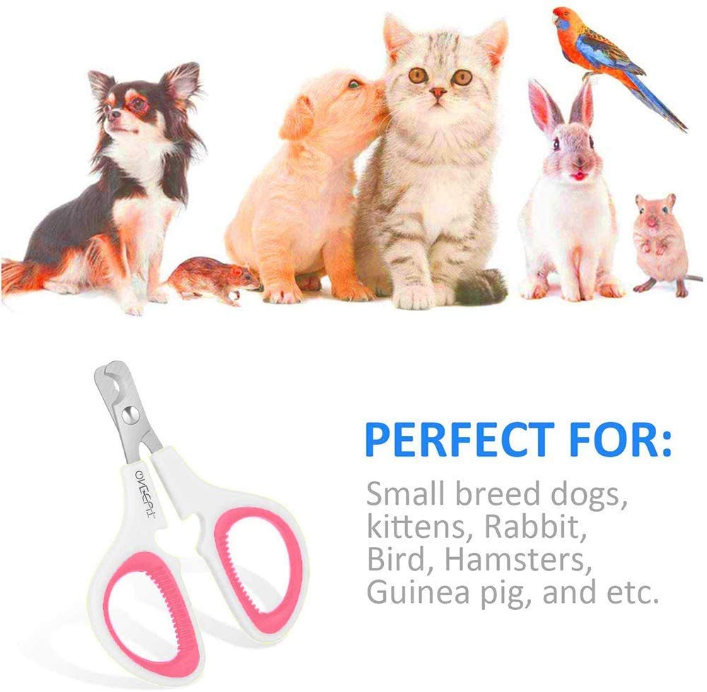 OneCut Pink Pet Nail Clippers - Professional Cat, Kitten, Puppy, Rabbit & Small Dog Nail Trimming Tool, Sharp & Safe Design