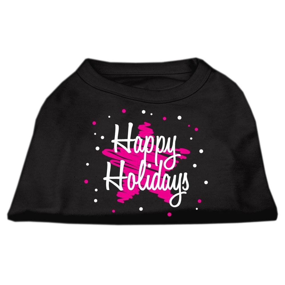 Mirage Pet Products Scribble Happy Holidays Screenprint Shirts Black Xs (8)