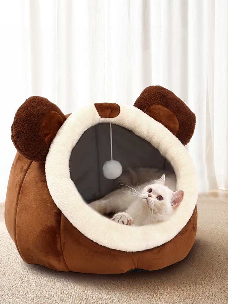 Lcybem Cat Beds For Indoor Cats - Cat Bed Cave With Removable Washable Cushioned Pillow, Soft Plush Premium Cotton No Deformatio
