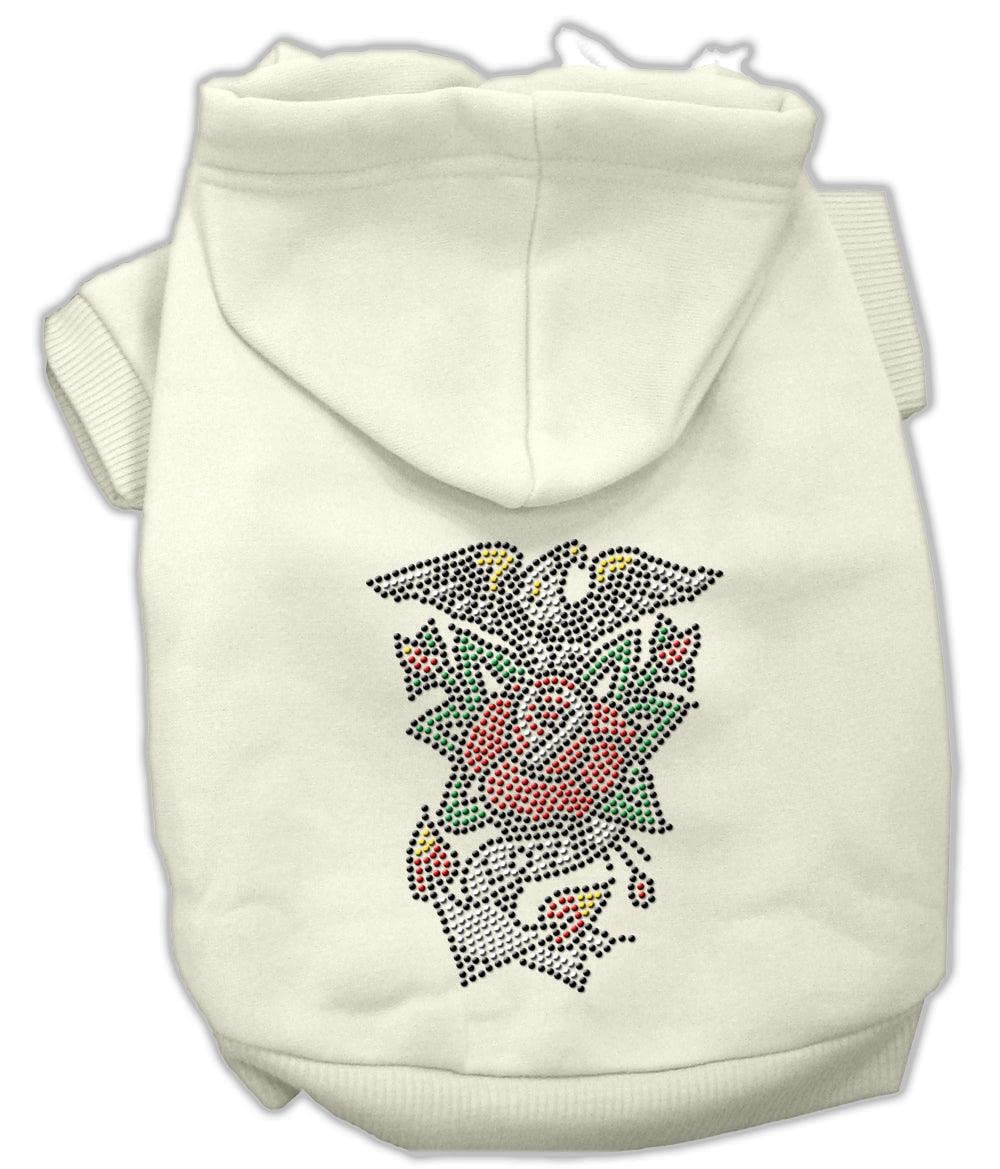 Pet, Dog & Cat Hoodie Nailhead Rhinestone, &quot;Eagle Rose&quot; Cream XL (14-20 lbs.)