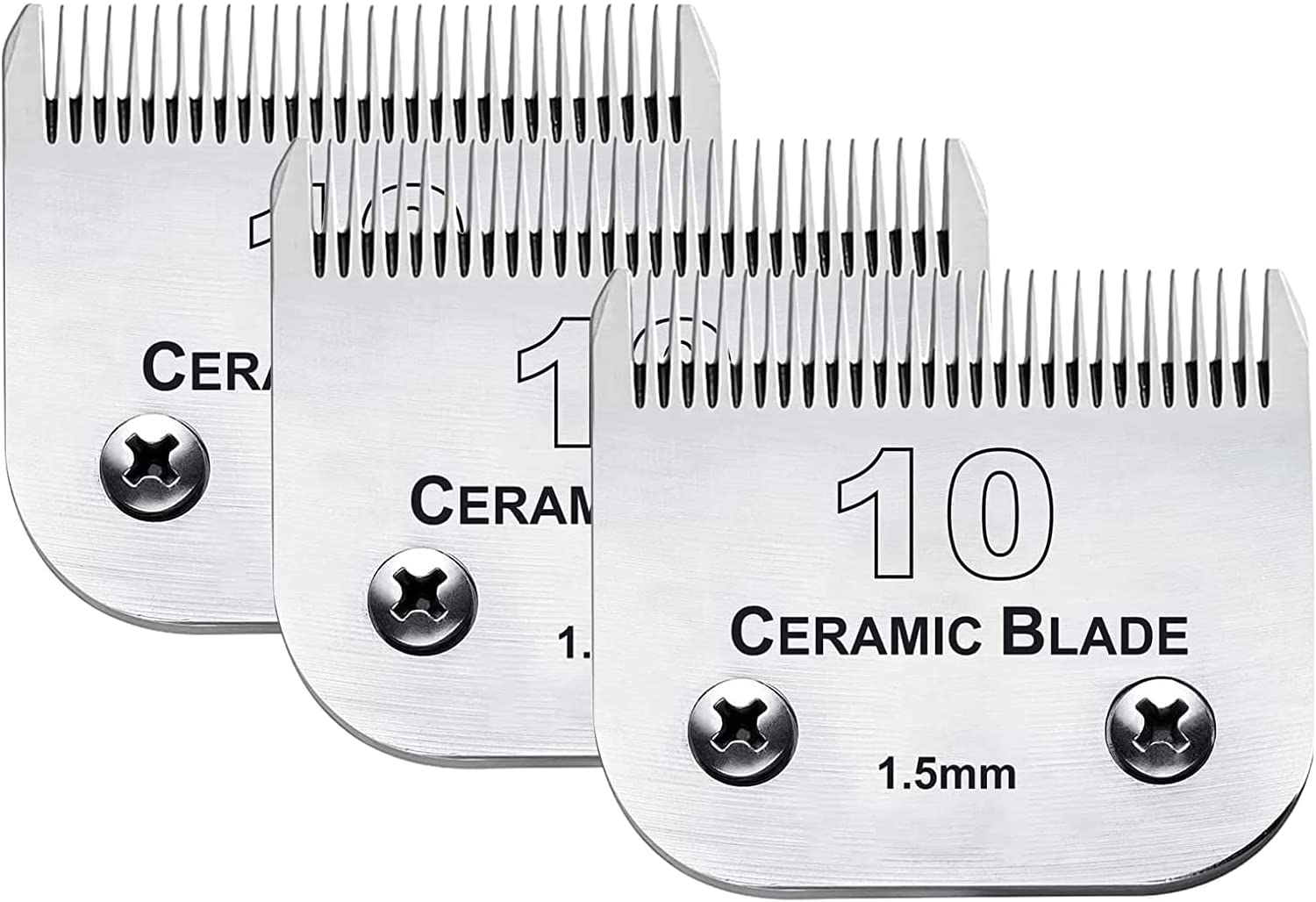 3 Pack 10 Blade Dog Grooming Blades Compatible With Andis Clippers/Oster A5/Wahl Km,Detachable Stainless Steel Blade,Size-10, 1/