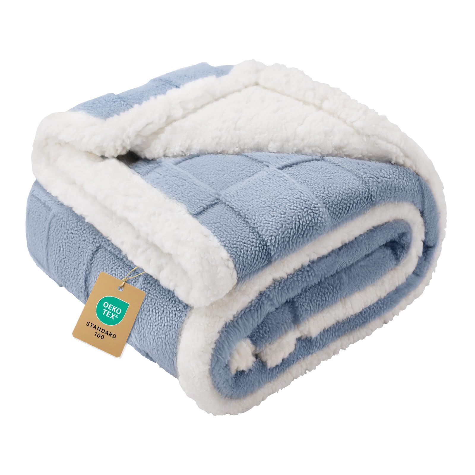 Luciphia Waterproof Dog Blanket for Small Dogs Washable Soft Sherpa Fleece Cat Blankets with 3D Jacquard Cozy Calming Reversible