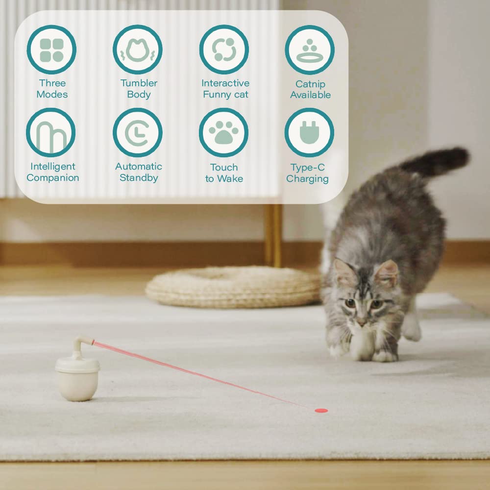 Calembou Cat Laser Toy,Pet Automatic Laser Cat Toys For Indoor Cats Kitten Tumbler Interaction Toys, Usb Charging, 360 Degree Ir