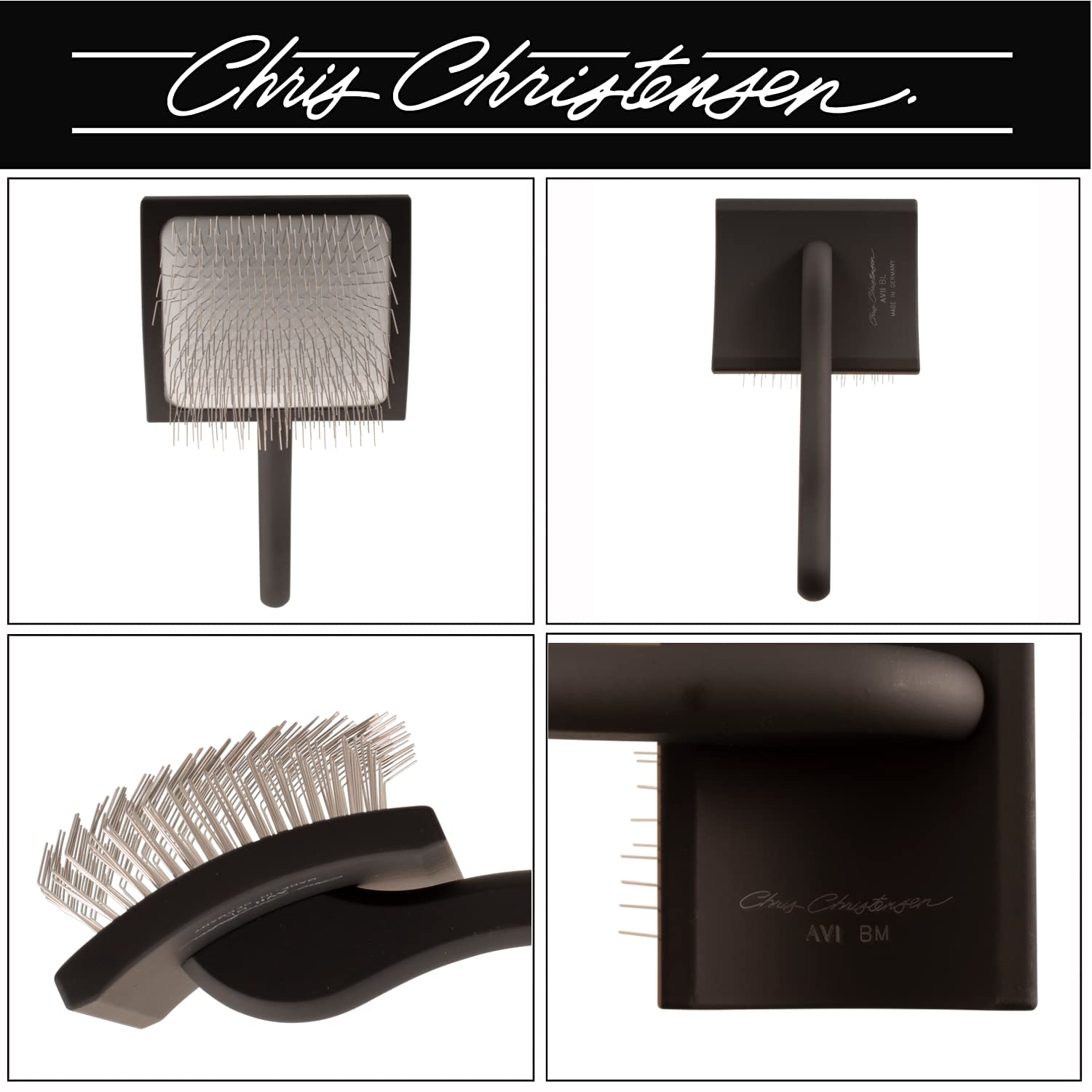 Chris Christensen Big K Dog Slicker Brush For Dogs (Goldendoodles, Labradoodles, Poodles), Groom Like A Professional, Fluff Detangle Style, Saves Time Energy, Black, Medium