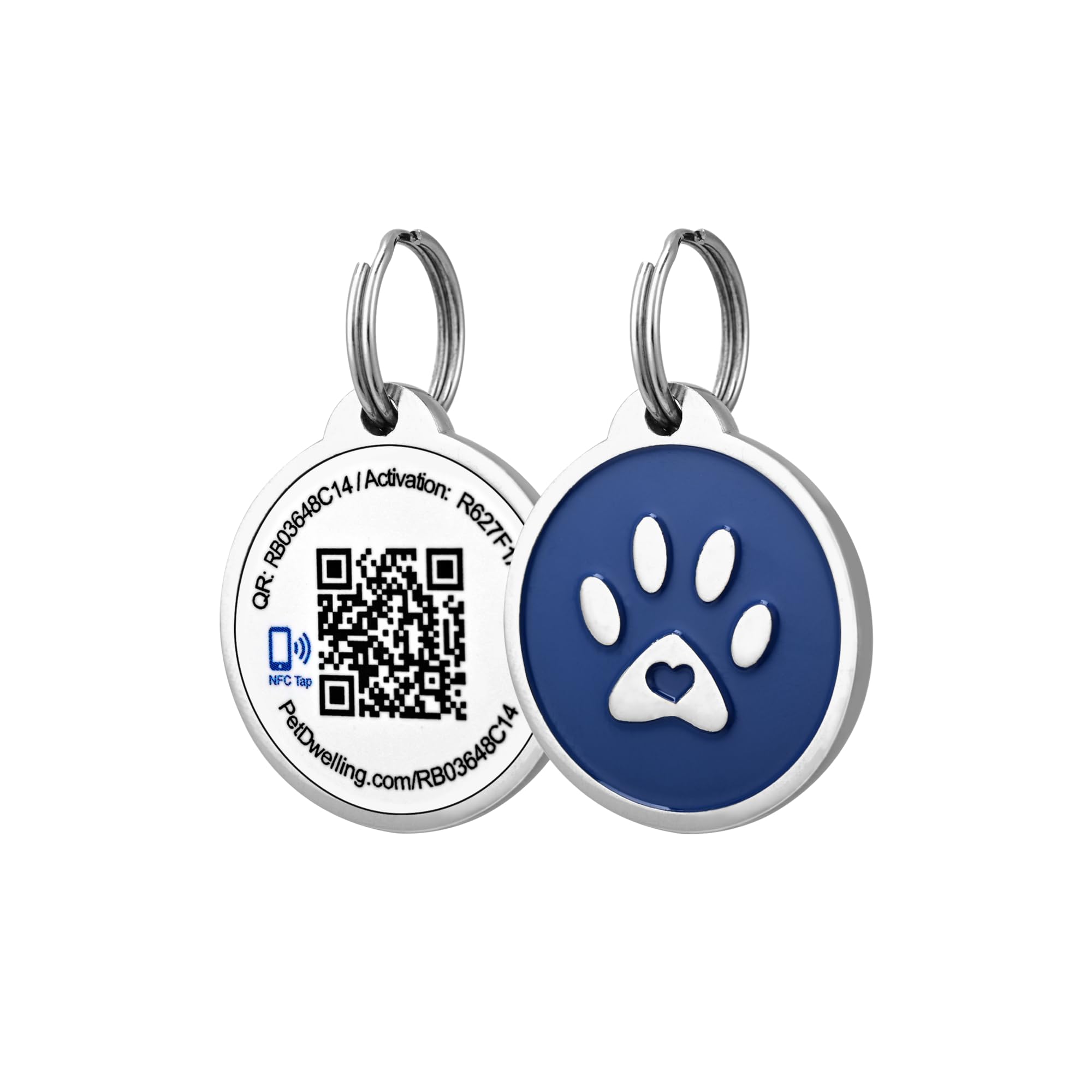 Pet Dwelling Premium Nfc-Qr Code Pet Id Tags - Dog Tags And Cat Tags, Connect To Online Pet Profile, Receive Instant Scanned Location Email Alert(Blue Paw)