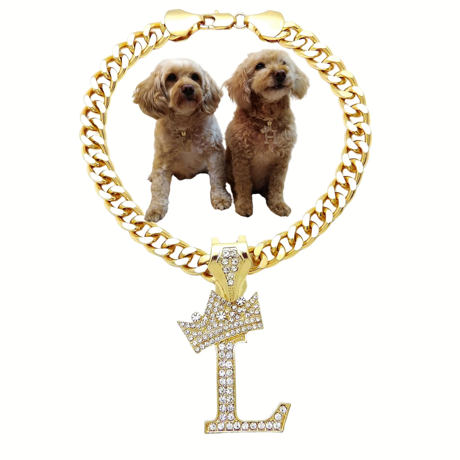 Initial Letter Cuban Chain Dog Chain Pet Chain Pet, Cat, Puppy Necklace (L, 18'')