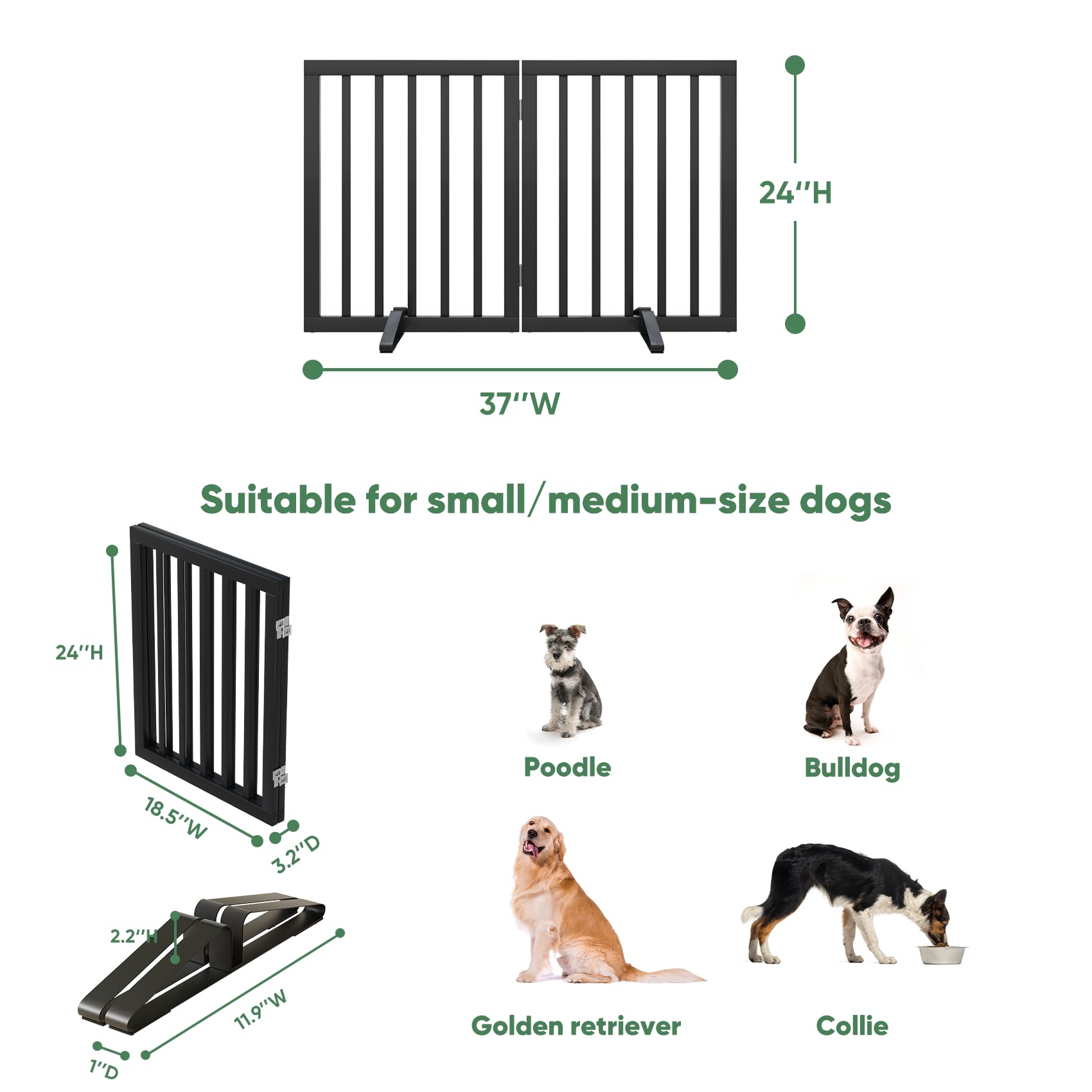 Dog Gate, Freestanding Dog Gates For Doorways, Foldable Dog Gate Indoor, Pet Gates For Doorways Bedroom, Puppy Gate With Metal S