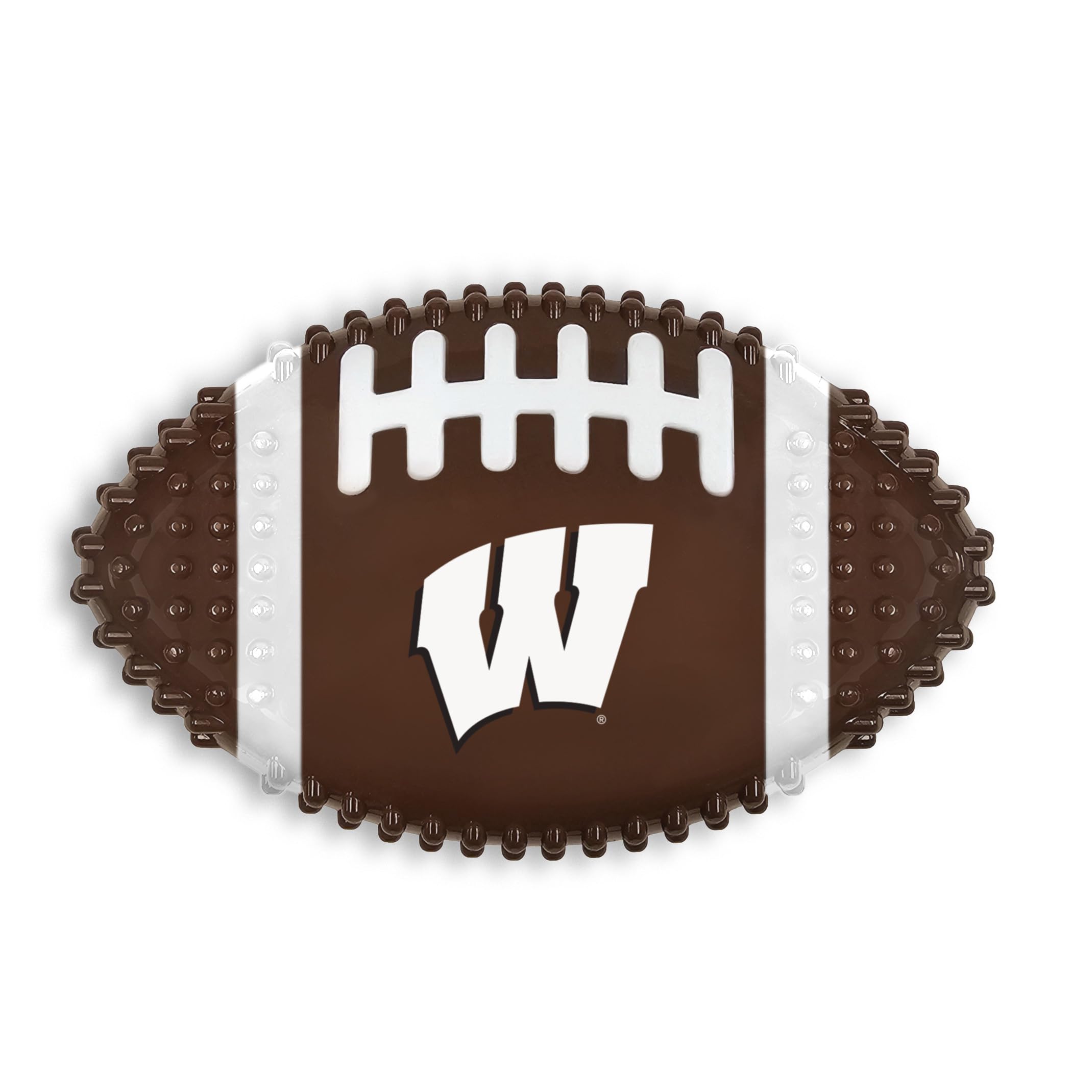 Ncaa Wisconsin Badgers Mega-Chew Hard Nylon Bacon-Flavored Dog Bone Football Chew Toy. Interactive Tasty & Fun Dog Chew Toy. Ind