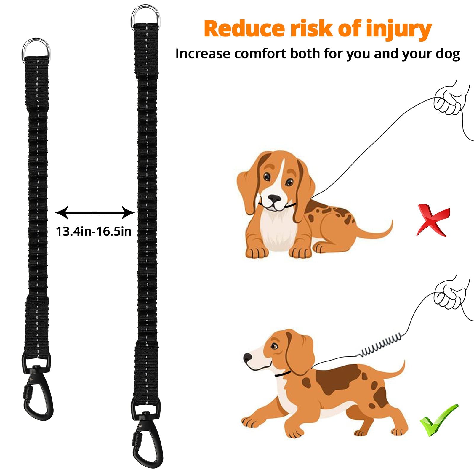 Long Dog Leash 50 Ft: Heavy Duty Rope Leashes For Dogs Training With Swivel Lockable Hook Reflective Threads Bungee And Padded H