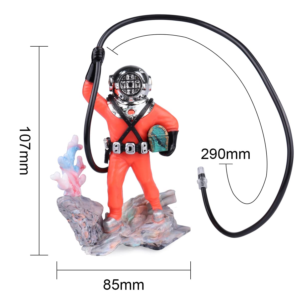 Wolfride Fish Tank Bubbler Decorations Aquarium Diver Ornament Scuba Diving Fish Tank Ornament，Red