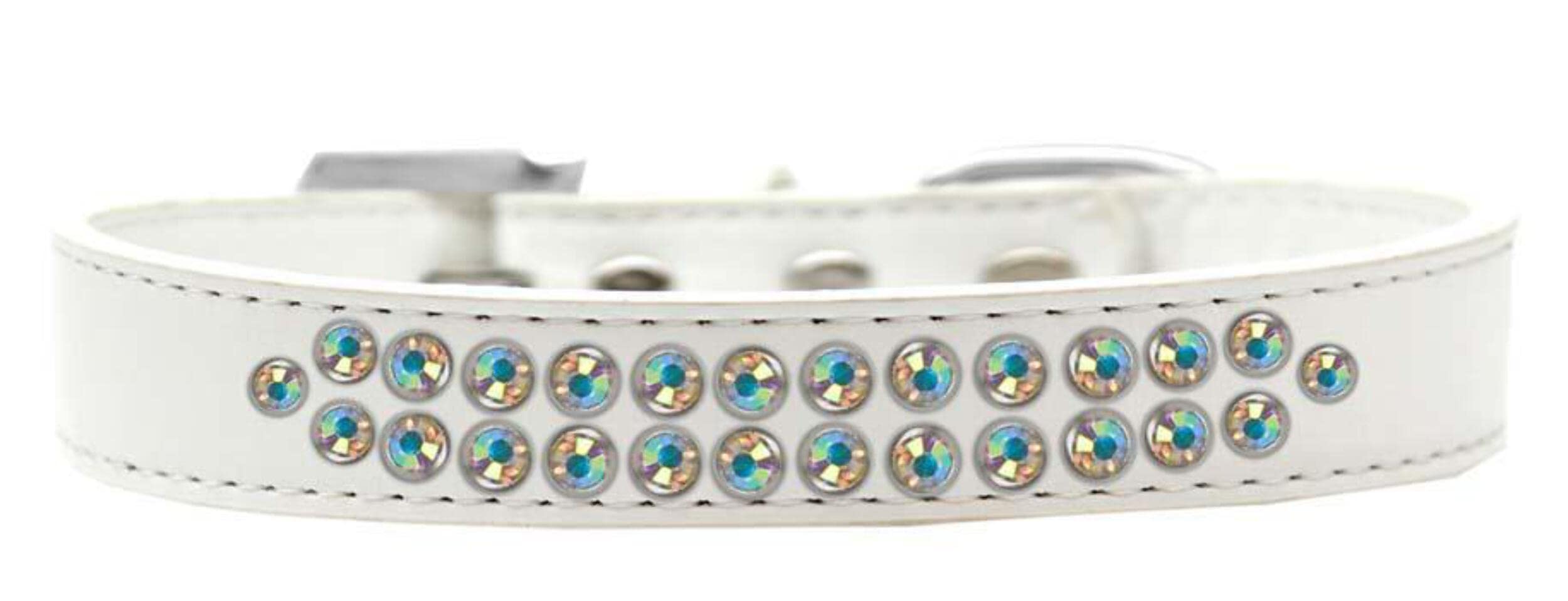 Mirage Pet Products Two Row AB Crystal Black Dog Collar, Size 16