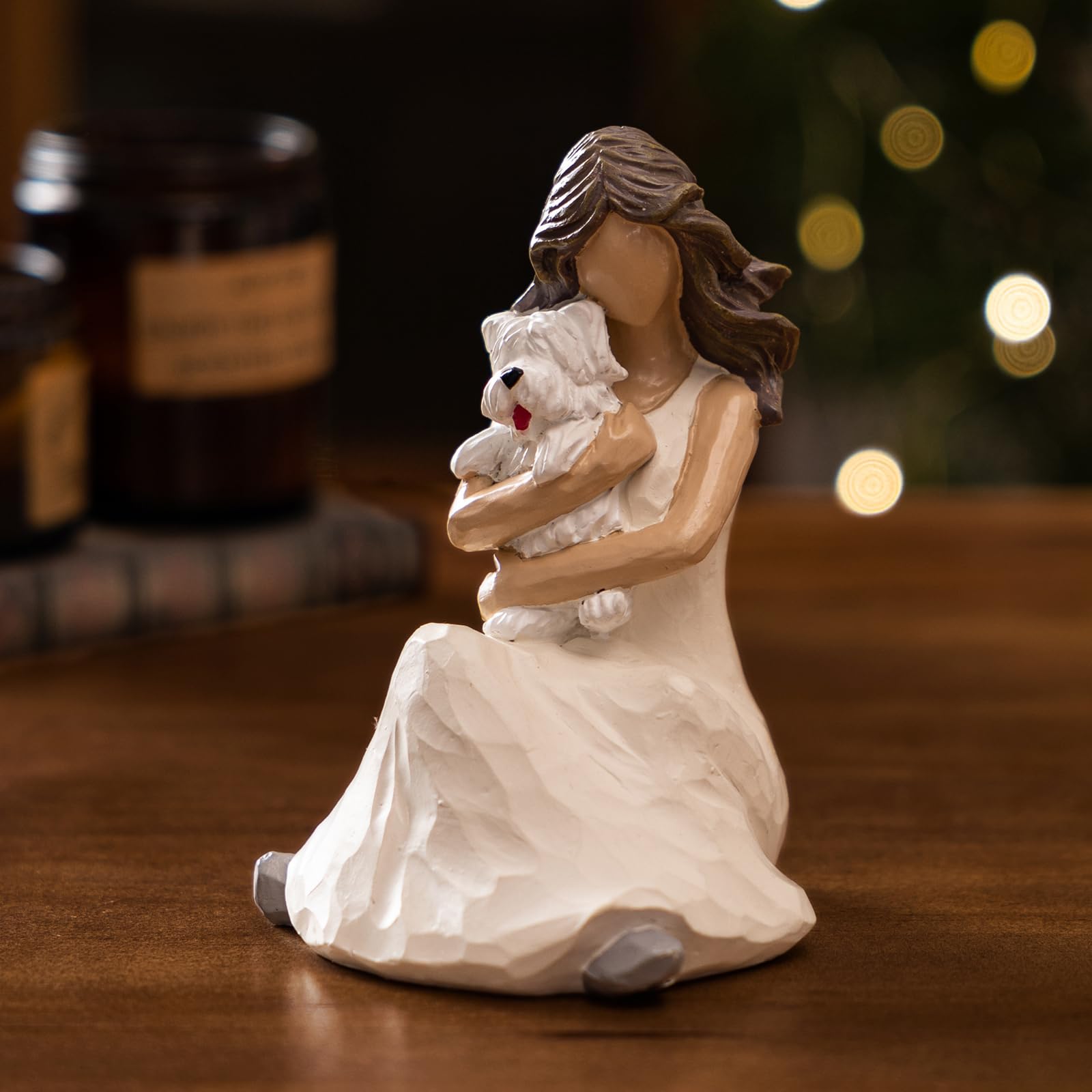 BUTILIVEEN Resin Dog Figurine for Dog Lovers - White Sympathy Memorial Gift