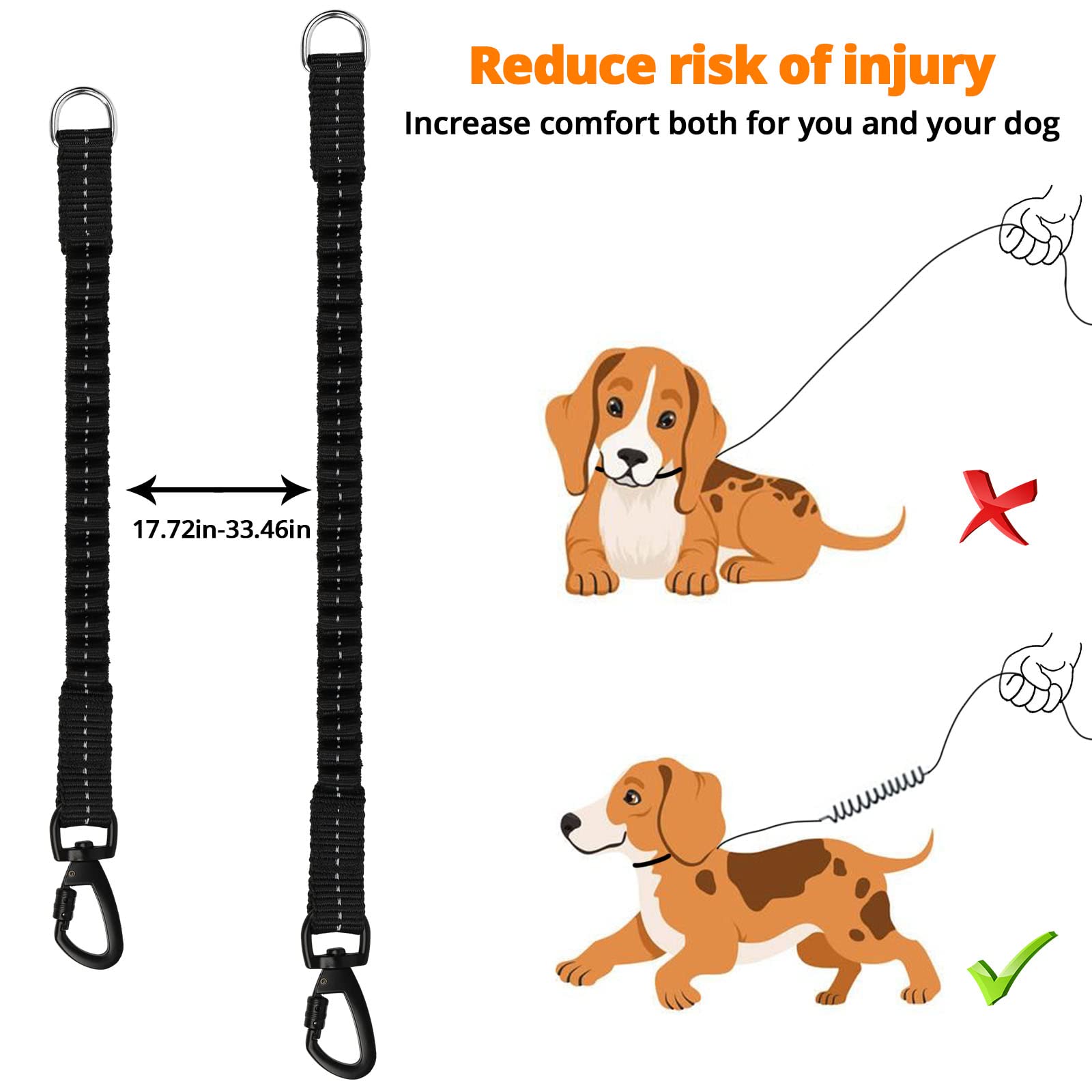 jenico Long Dog Leash 100FT: Heavy Duty Nylon Rope Leashes for Dogs Training with Reflective Threads Bungee and Padded Handle -