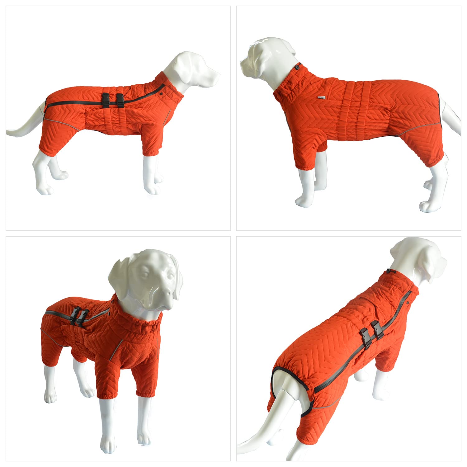 Warm Dog Coat Double Layers Dog Vest, 10 Legs Covered Windproof Waterproof Reflective Warm Dog Vest Outdoor Skating Dog Costume For Small Medium Large Dogs Orange Xxl
