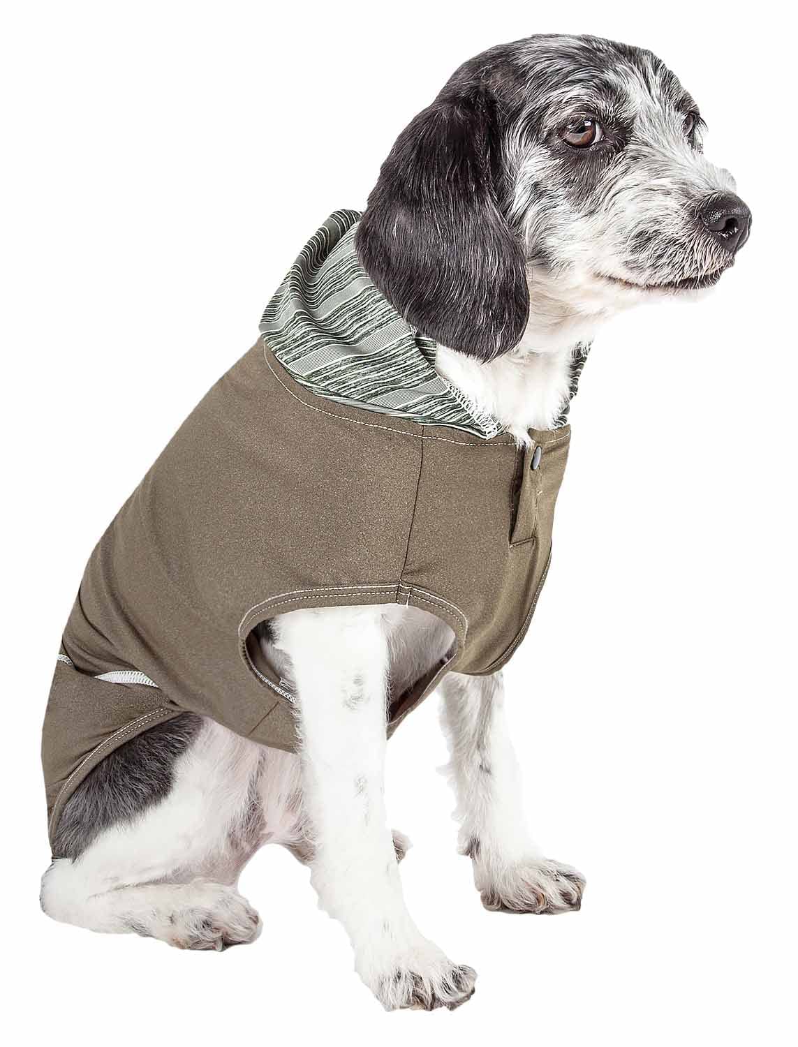 Pet Life  Active Pull-Rover Premium 4-Way Stretch Two-Toned Performance Sleeveless Dog T-Shirt Tank Top Hoodie, Medium, Green