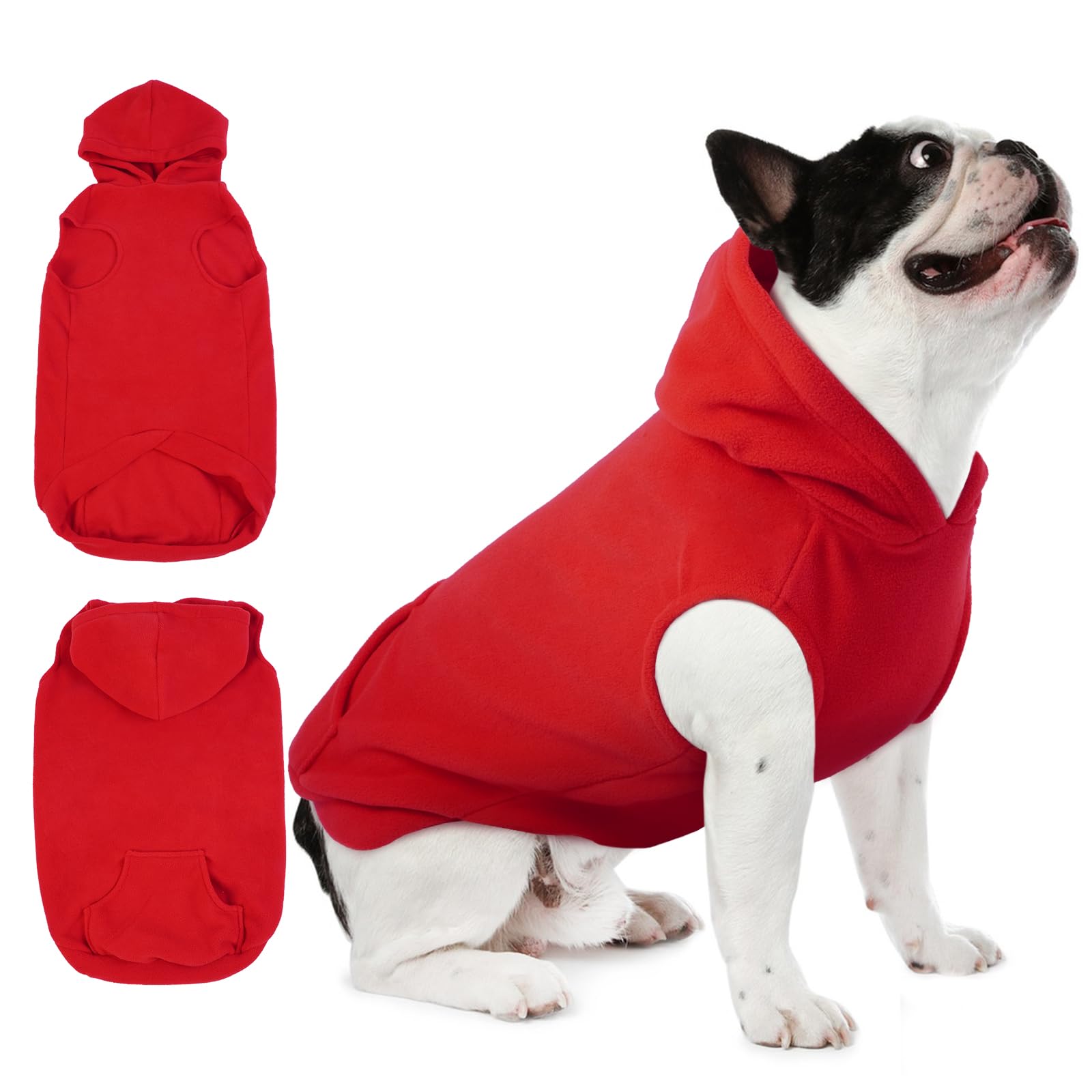 Iecoii Dog Hoodie For Large Dogs, Warm Fleece Sweater With Leash Hole, Cozy Cold Weather Coat For Fall Winter, Hoodies Vest For 