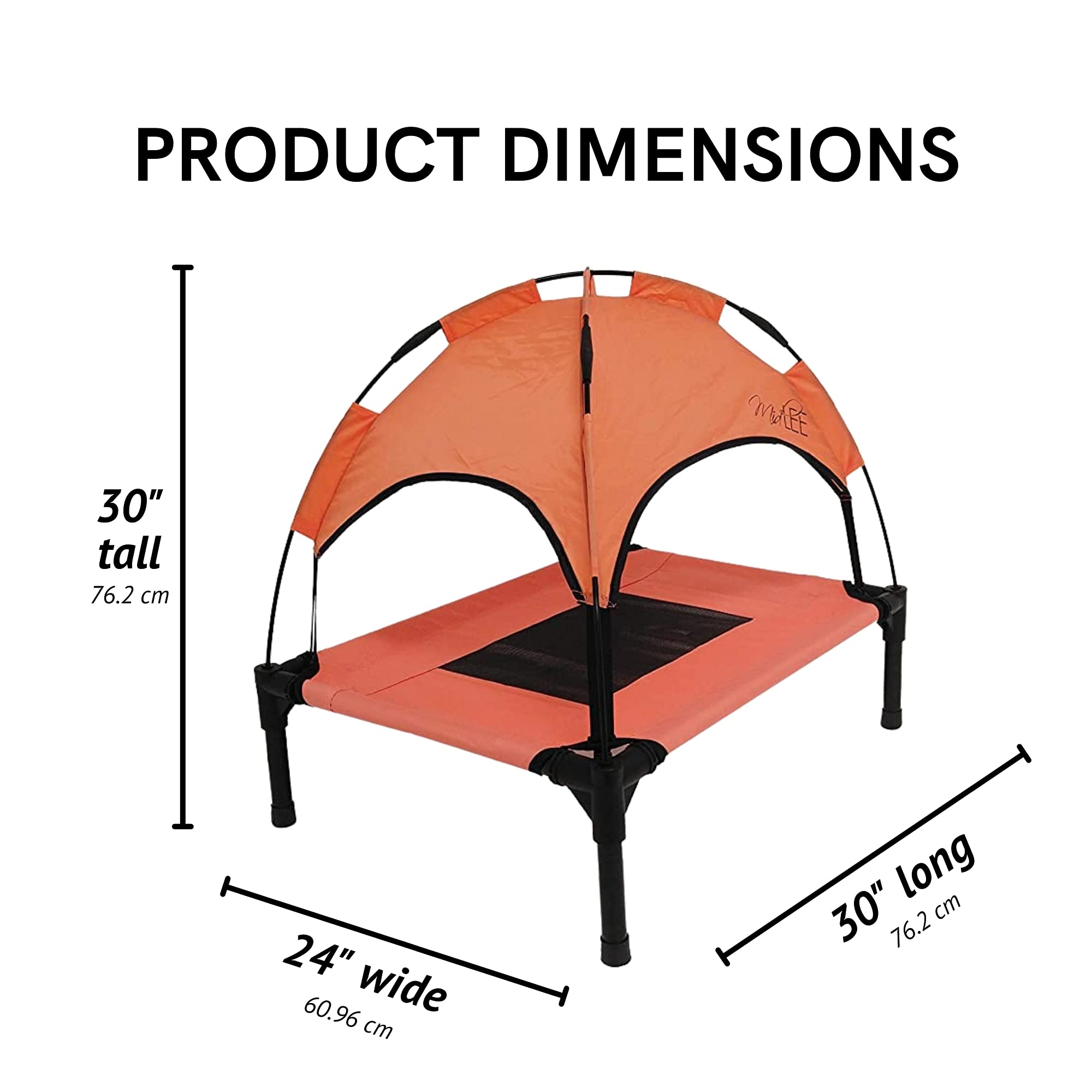 Midlee Salmon Dog Cot With Canopy (24'' X 30'')- Elevated Dog Bed Outside Dog Tent Carrying Bag