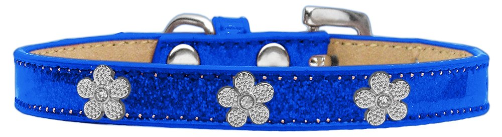 Mirage Pet Products Flower Widget Dog Collar Size 16 Bluesilver