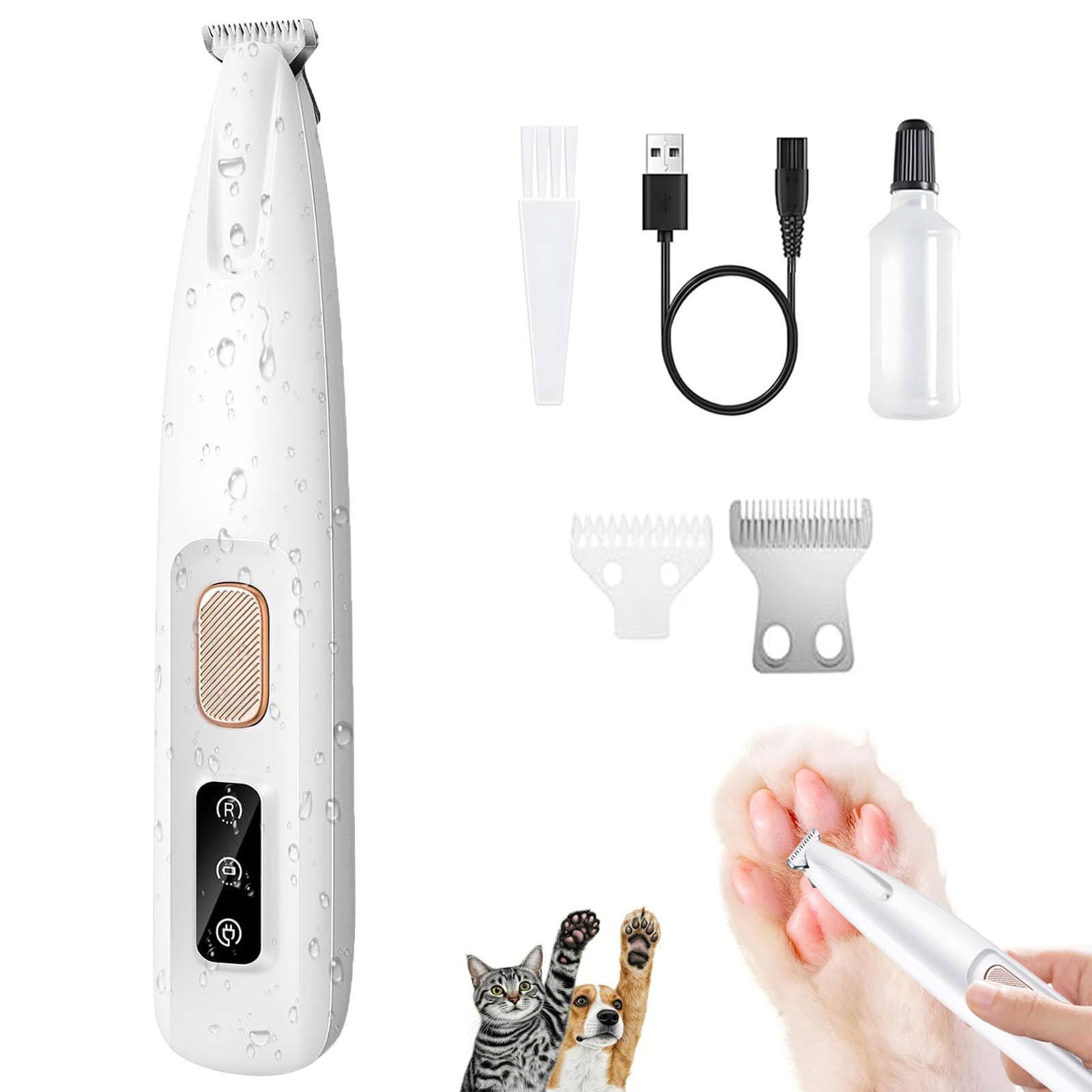 ugdurwp 1PC Dog Paw Trimmer with LED Light,35dB Low Noise Precision Pet Paw Trimmer for Dogs Cats Grooming Clippers,Safety Elect