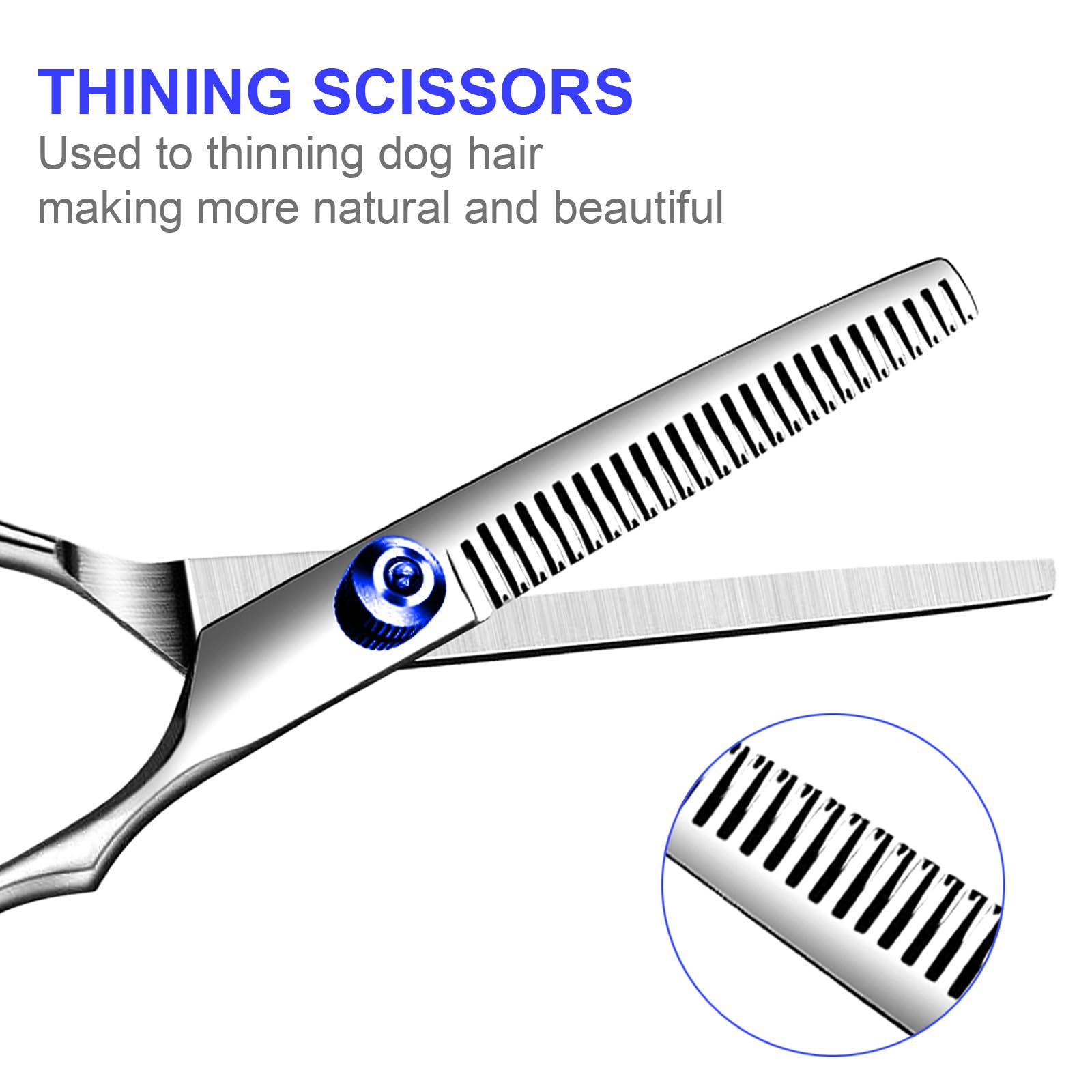 Professional 6 In1 Dog Grooming Scissors Kit, Titanium Coated Dog Scissors For Grooming, Grooming Shears Kit For Dogs Cat Pet At