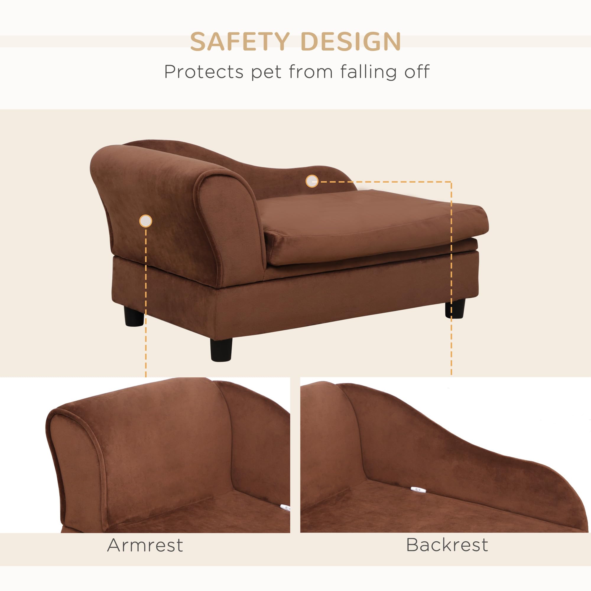Pawhut Luxury Fancy Dog Couch With Hidden Storage, Small Dog Sofa Bed With 2'' Soft Foam, Modern Pet Furniture For Puppies & Lit