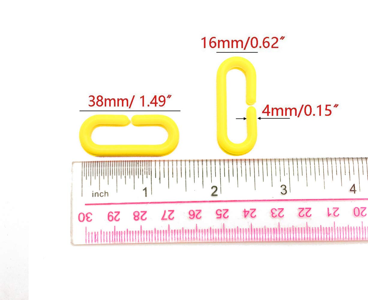 Hyamass 200Pcs Yellow C-Clips Chains Hooks Plastic Chain Links C-Links Children'S Learning Toy Sugar Glider For Parakeets,Small Pet Rat Parrot Bird Toy Cage Swing Climbing Cage Toys