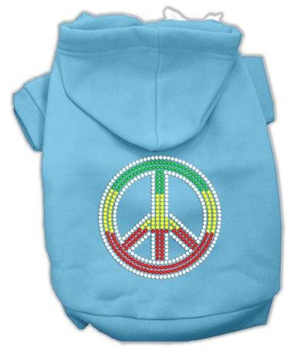 Mirage Pet Products Rasta Peace Sign Hoodie, Size 12, Baby Blue