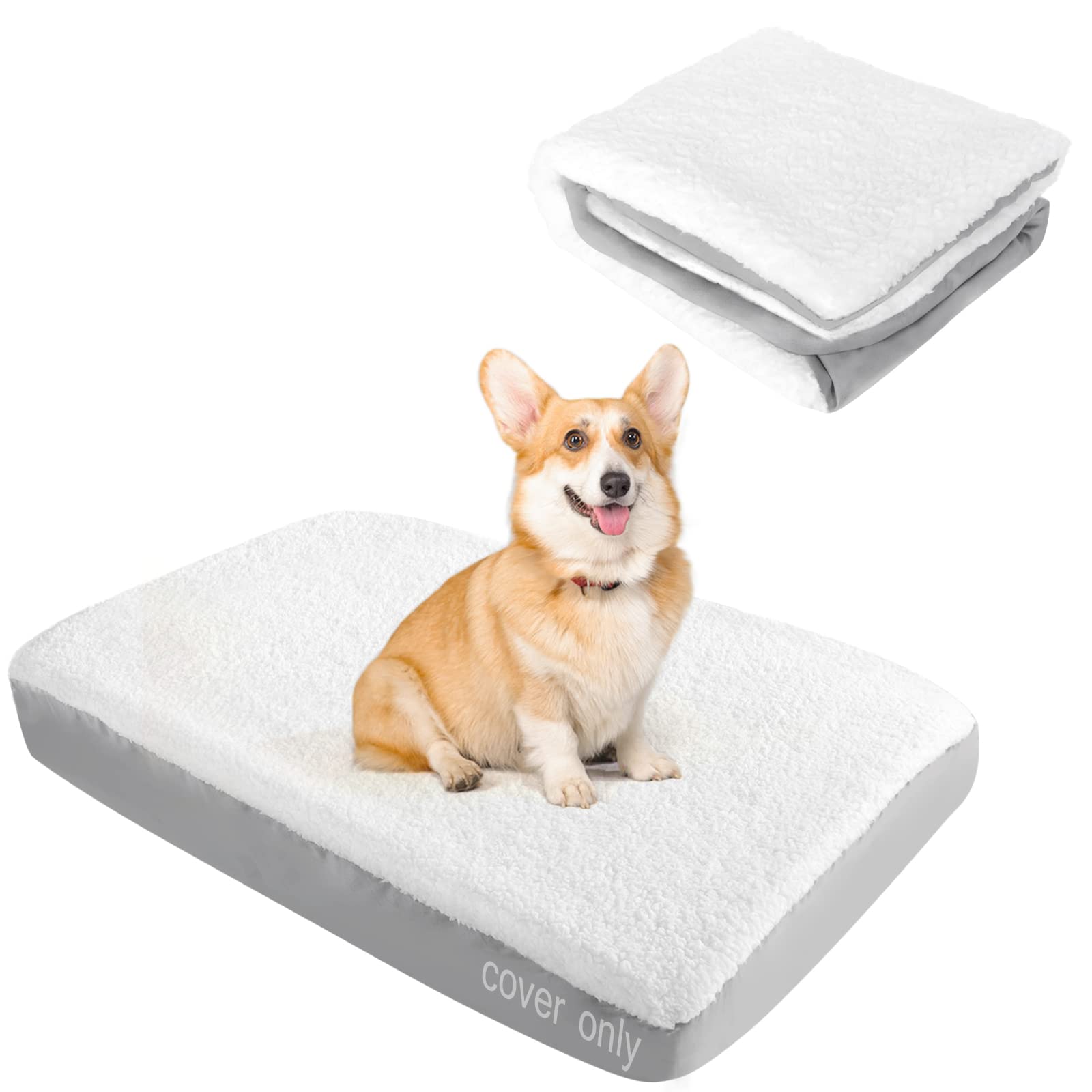 Dog Bed Covers Replacement Washable (Cover Only), Waterproof Dog Bed Covers Washable-Easy To Remove, Plush Dog Pillow Cover, Soft And Comfortable Puppy Pet Bed Cover