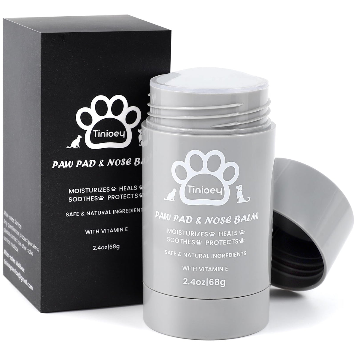 Tinioey Cat Dog Paw Pad Balm Stick (2.4 Oz) | Natural Lick Safe Dog Paw Blam Protector, Soother & Moisturizer For Cracked Dry & Damaged Paws, Nose & Elbows | Snout Soother For Dogs