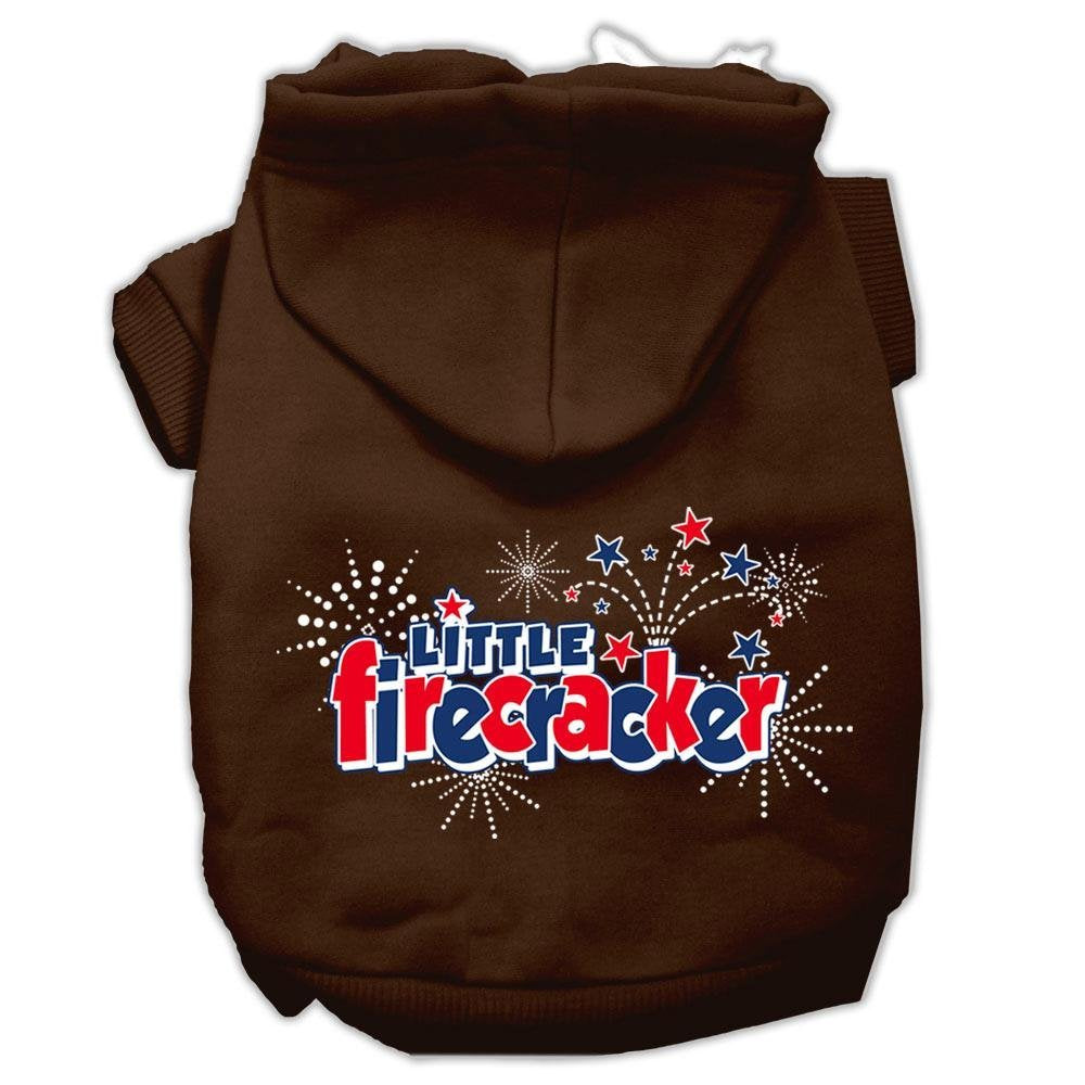 Pet Dog & Cat Hoodie Screen Printed, 'Little Firecracker' Brown Xl (14-20 Lbs.)